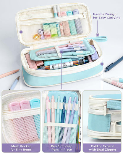 Four Candies 42PCS Aesthetic School Supplies, Mechanical Pencil Set 0.5mm, 0.7mm, 0.9mm, 2.0mm with 696 Lead Refills, Pastel Mechanical Pencils for Writing, Drawing & Drafting (Cream)