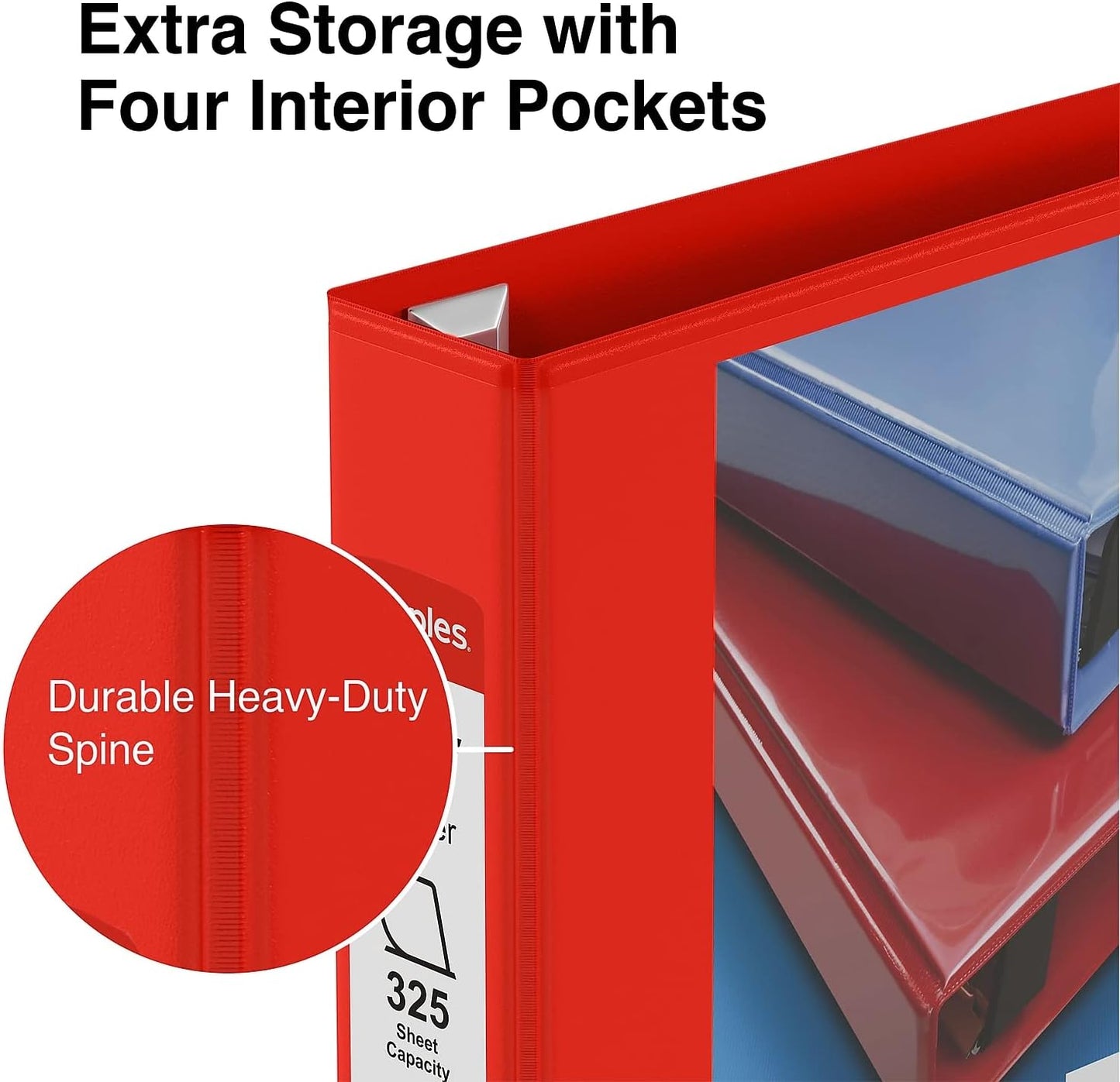 Staples Heavy-Duty 2-Inch D-Ring View Binder, Reinforced Spine, Holds Up to 450 Sheets, Gray, for Office & School