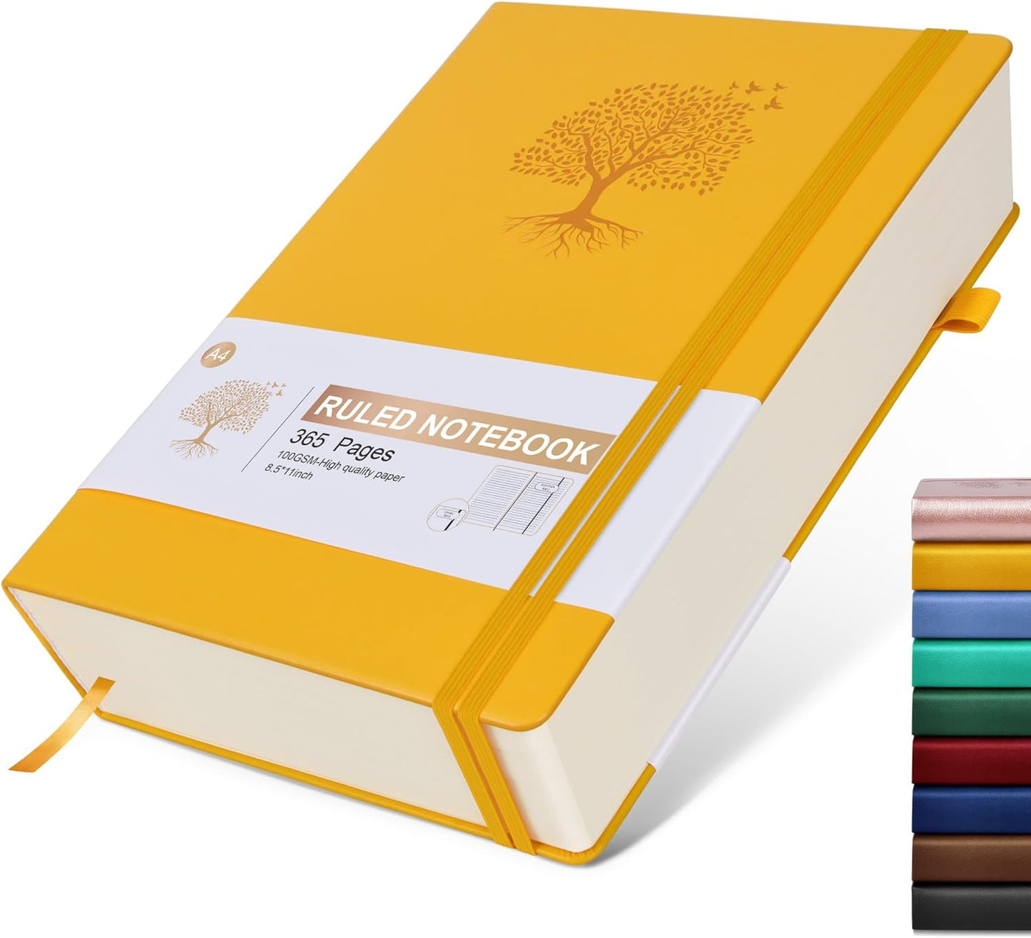 Lined Journal Notebook -365 Pages A5 Thick Journals for Writing Ruled Notebook, Hardcover Leather Journal for Women Men Daily Journal Notebook for Work, Note Taking, 100Gsm Lined Paper( 5.75'' X 8.38'' Green)