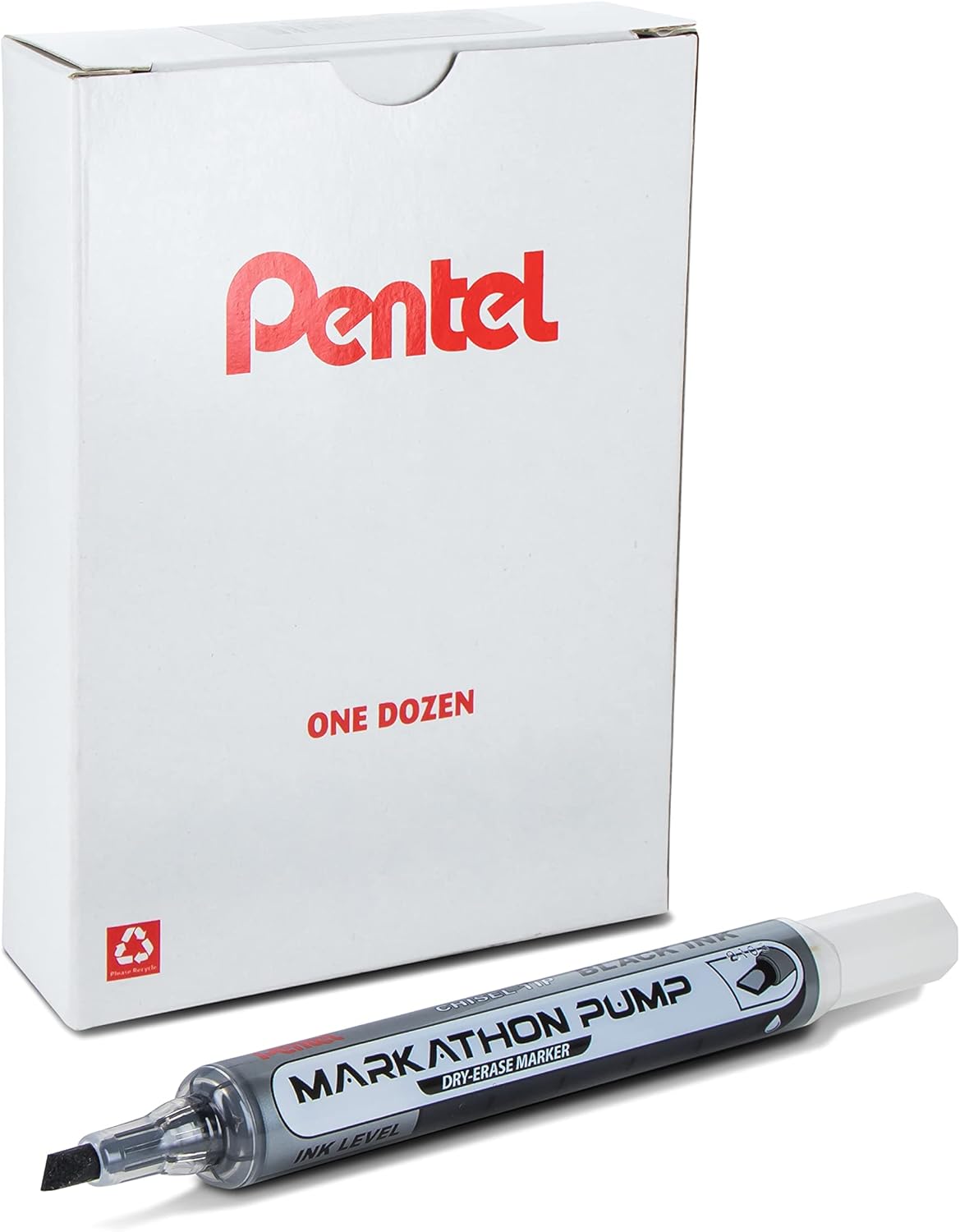 Pentel Markathon Pump Dry Erase Marker, Chisel Tip, Black Ink, 4 Pack (MWL6SXBP4A)