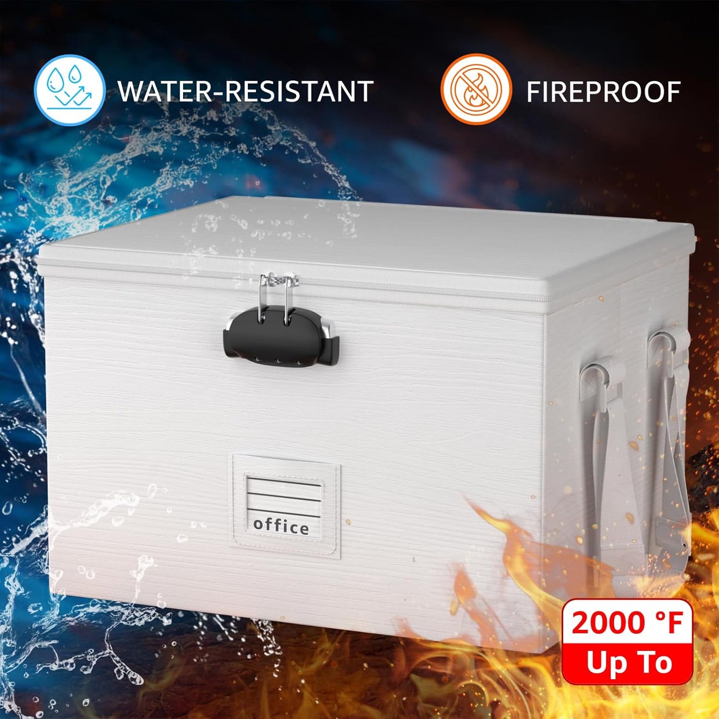 ROSONG Fireproof Document Box File Organizer - Portable Locking Filing Storage Box with Handle Waterproof for Hanging Letter/Legal Folder Important Document