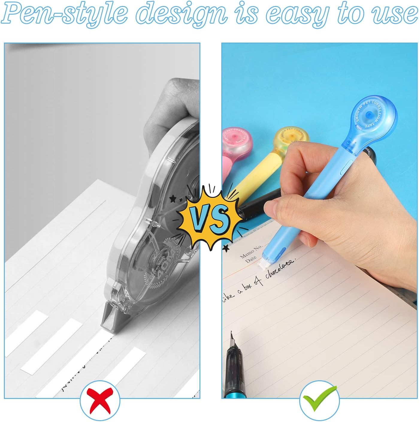 BESARME 6 Pieces Correction Tape Pen, Push Pull Protective, Easy to Use Applicator for Instant School Office Supplies, 1/5 X 236 Inch