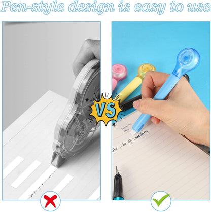 BESARME 6 Pieces Correction Tape Pen, Push Pull Protective, Easy to Use Applicator for Instant School Office Supplies, 1/5 X 236 Inch
