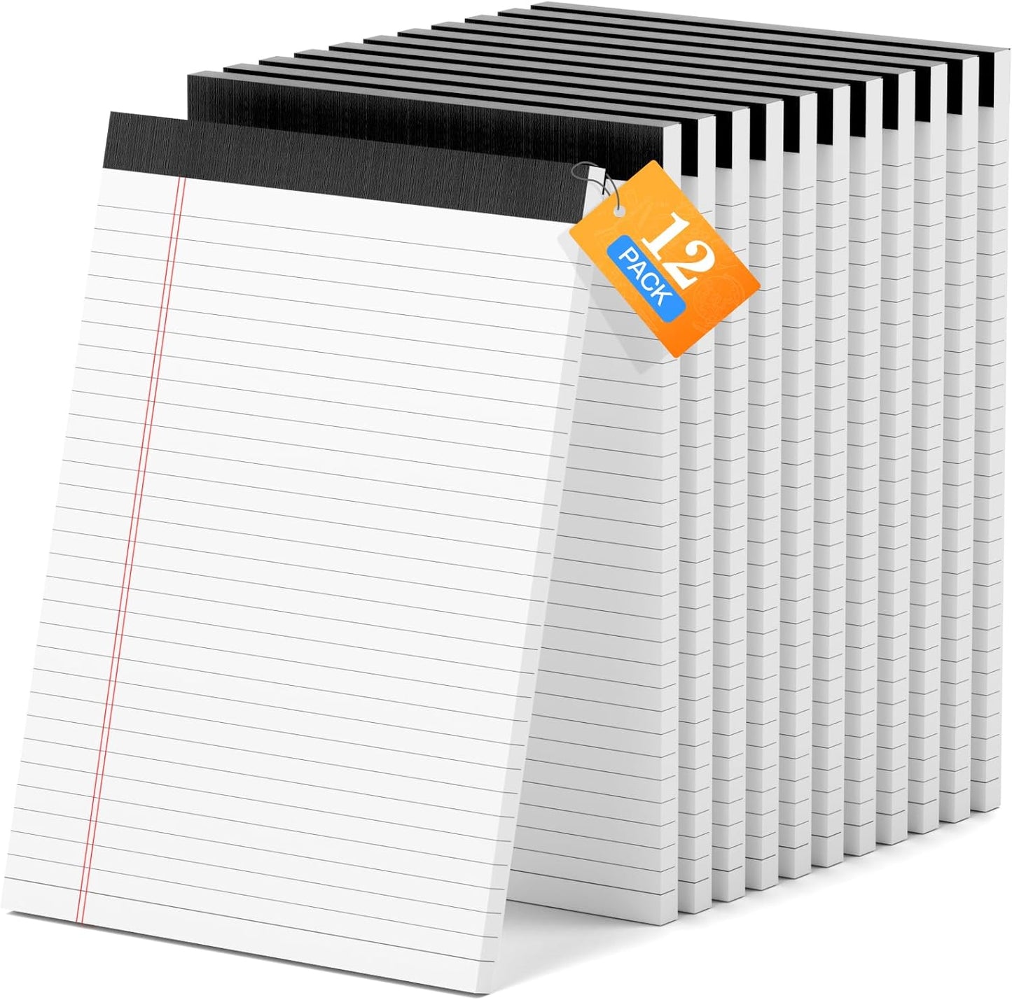 AILZFEI 12 Pack of Legal Pads 8.5 x 11.75 College Ruled Notebook White Paper Note Pad Narrow Ruled 30 Sheets Notepads Perforated Writing Pad Clear Print 8x11 Legal Pads Pads of Paper