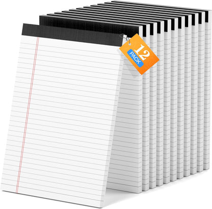AILZFEI 12 Pack of Legal Pads 8.5 x 11.75 College Ruled Notebook White Paper Note Pad Narrow Ruled 30 Sheets Notepads Perforated Writing Pad Clear Print 8x11 Legal Pads Pads of Paper