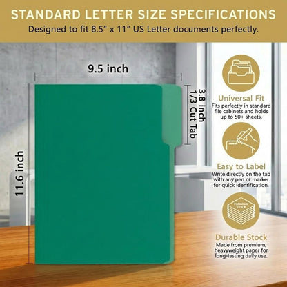 VZCPYTPM 100 Packs Black File Folder,Manilla File Folders Letter Size,1/3-Cut Tabs,8.5x11 File Folders for Office Filing,School Projects and Home,Organizer File Folder
