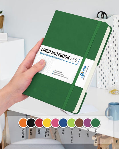 Dynta Hardcover Journal Notebooks, 10 Packs A5 Lined Journals Bulk for Writing 200 Pages/100Sheets, 8.4 x 5.8 inch, 10 Colors Classic Ruled Notebook for Work/Travel/College/Note Taking