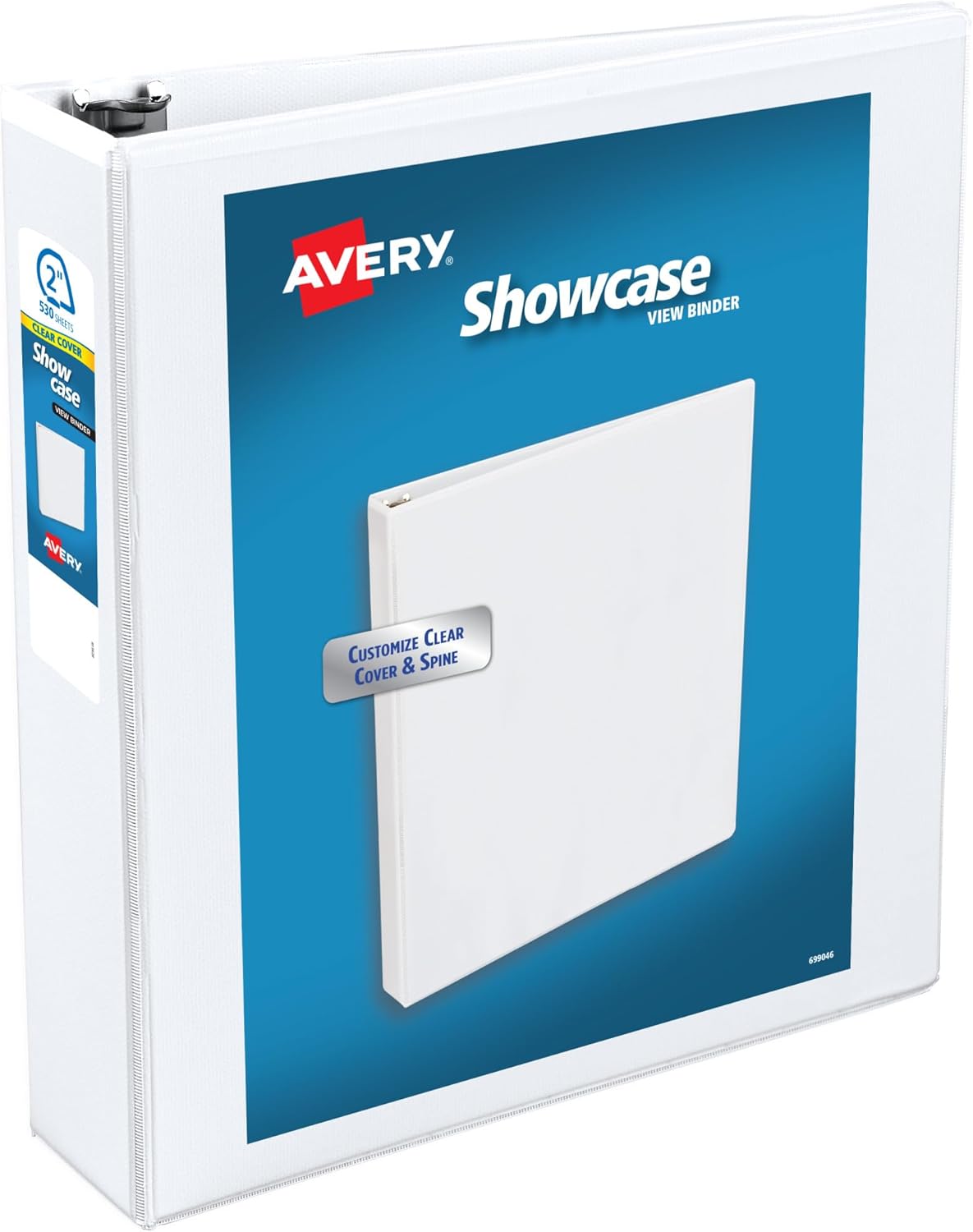 Avery Showcase Standard View 3 Ring Binder, 2" Slant Rings, 530-Sheet Capacity, 2.8 Inch Wide Spine, 1 White Binder, Ideal for Lightweight Organization and Occasional Referencing (19701)