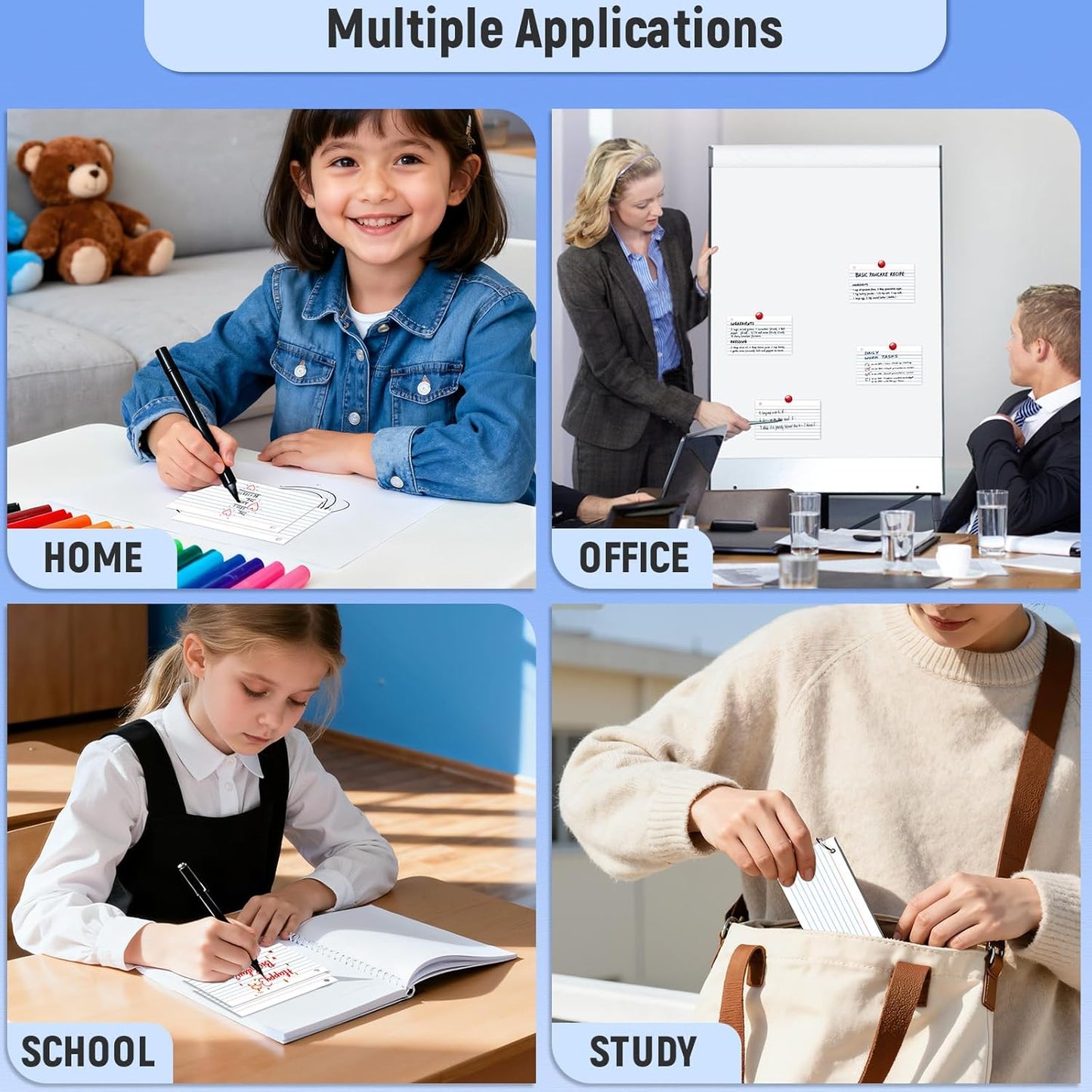 200 Count 3 x 5 Inch Purple Index Cards with Binder Rings, Lined & Blank Study Cards, Thick Cardstock Flash Cards for Students & Teachers, Color-Coded Notecards for School, Home, Work