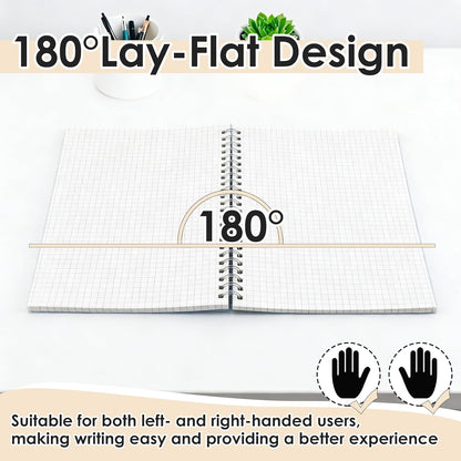 A5 Graph Paper Notebook, 5 Pack Spiral Grid Notebooks, 5.7"x 8" Graph Paper Spiral Notebook, Flexible Plastic Cover, 80 Sheets/160 Pages, for School Office Students Writing Graphing