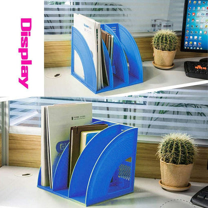 Marte Vanci Magazine File Holder Vertical PP Folder Book Desktop Organizer Plastic Storage Sturdy Vertical 4 Section Folder (Purple)