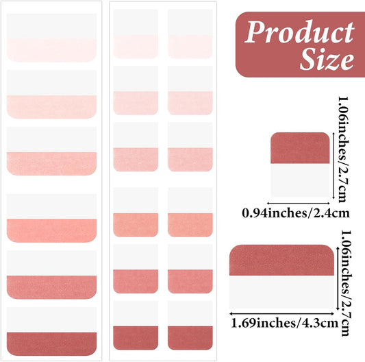 600 Pcs Sticky Index Tabs, Sticky Index Tabs, Gradient Repositionable Page Tab Labels, Colored Page Markers Labels for Notebooks Books File Classification (Pink, 2 Sizes, 1 Inch 2 Inch)