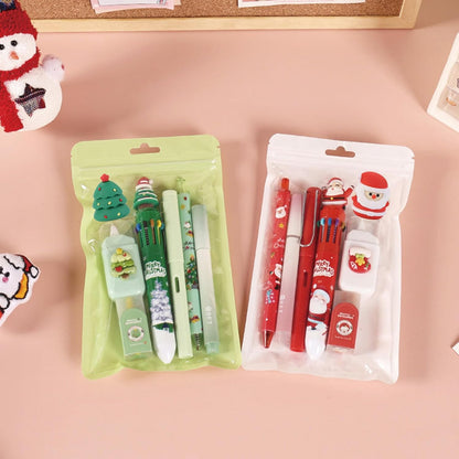 7 Pcs Cute Blue Stationery Set Kawaii School Supplies Office Supplies Including Ballpoint Pens Pencil Sharpener Highlighter Correction Tape Ruler Utility Knife (Blue)
