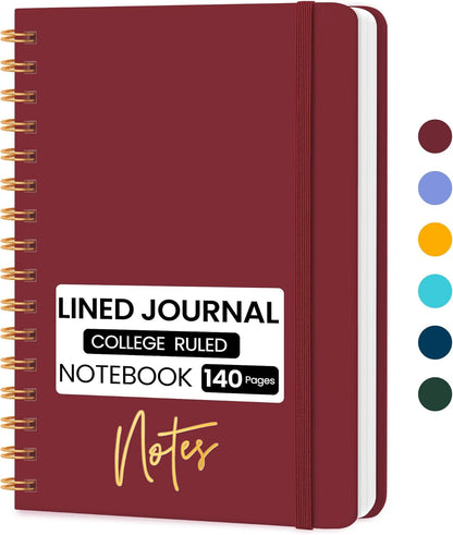 CICPAP Lined Spiral Journal Notebook, A5 College Ruled Notebook for Journaling, Note-Taking, and Daily Planning, Durable Hardcover with an Elegant Design, Purple