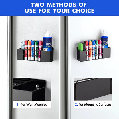Magnetic Dry Erase Marker Holder for Whiteboard, Wall Mount Pen Holder for Refrigerator, Clear Pencil Holder for Fridge, Strong Magnet Locker Organizer for Classroom, Office