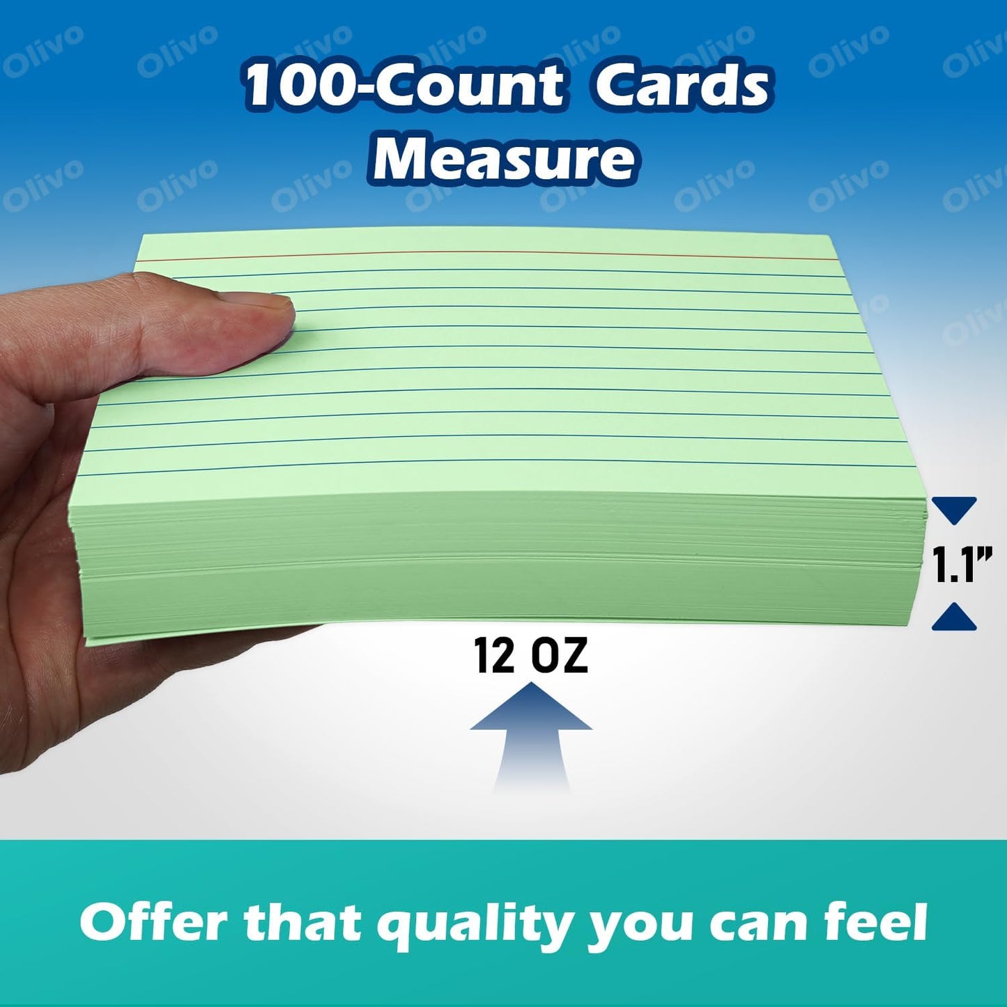 Index Cards 4x6 Lined Ruled Flash Note Cards 4" x 6", White, 100 Count, 220 GSM Heavy Weight