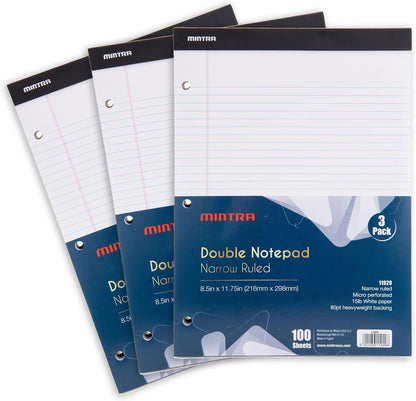 Mintra Office White Legal Pads – Ruled Notepads and Micro-Perforated Sheets, Ideal for Writing, Note-Taking & Creativity, Office, or Professional Use, Basic Pad 6 pack, 8.5"x11" (Narrow Ruled)