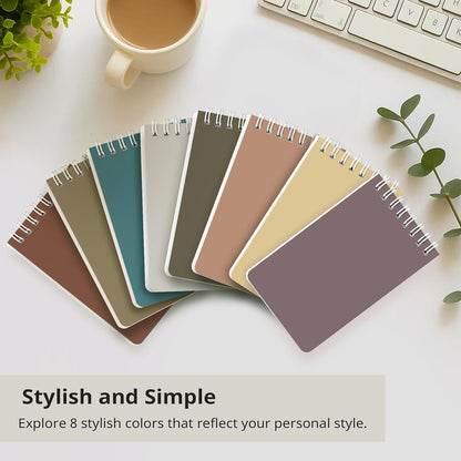 Taja Pocket Small Notebook 3" x 5", Set of 8 Mini Little Spiral Notebook, Nursing Notepad, Perfect for Work, School, Office, Nurse, Travel - Neutral