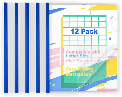 TOTiyea 40 Pack Clear Report Covers with Sliding Bars, 5mm (25 Sheet Capacity) Black Sliding Bar File Folders, for Letter Size