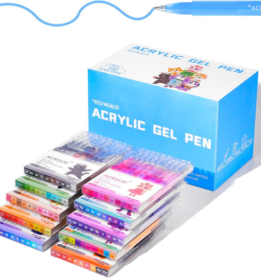 ROSYMENG Acrylic Gel Pens 160 Colors, Ultra‑Smooth 1.0mm Tip with Large‑Capacity Ink Pens, Multi‑Surface Coloring Pens for Journaling, Adults Coloring Books, Rock Painting, School and Art Supplies