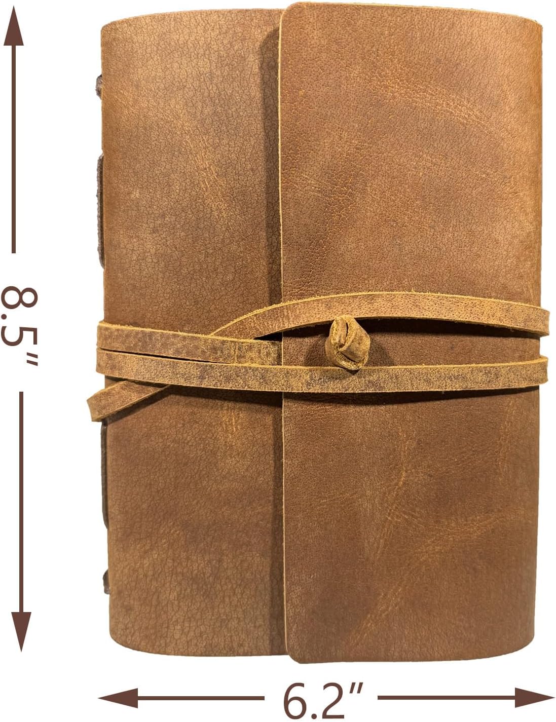 Leather Journal Writing Notebook - Genuine Leather Bound Daily Notepad for Men & Women Lined Paper 240 Kraft Pages, Handmade, Rustic Brown, 5 x 7 in