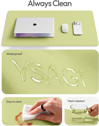 YSAGi Leather Desk Pad Protector, Large Mouse Pad, Non-Slip PU Leather Desk Blotter, Waterproof Writing Pad for Office and Home (31.5" x 15.8", Eggshell) - Colors A