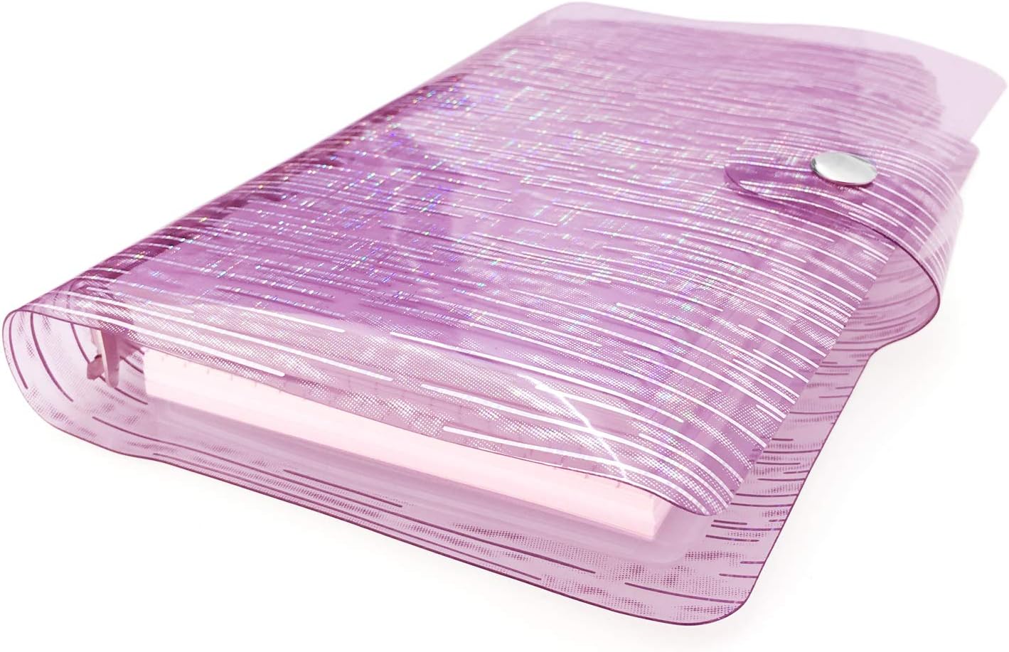 A6 A5 6-Holes Colorful PVC Cover Round Ring View Binder with Snap Button Closure File Folder for Loose Leaf Sheet Protectors Notebook Refill (Pink Daisy, A5 Mini Set) - Colors A