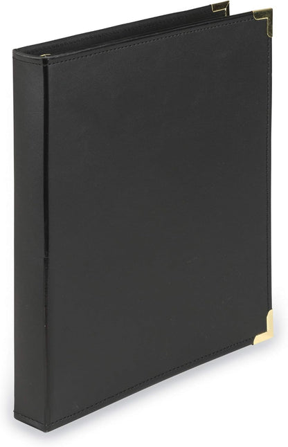 Samsill Classic Collection Leather 3 Ring Binder, Executive Presentation Portfolio, 0.5 Inch (Holds 100 Sheets), Brass Round Ring, Burgundy