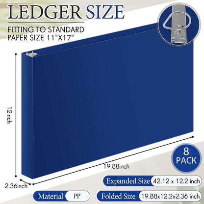 8 Pcs 3 Ring Binders Rings Heavy Duty View D Ring Binders Economy Holds 11" x 17" Paper for Artwork Blueprints, Office, Home, Work Places(White,3 Inch)