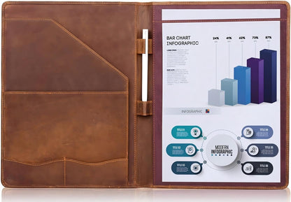 Jack&Chris Leather Portfolio, A4 Document Folder Legal Pad Padfolio, Professional Writing Letter Notepad Clipboard Sleeve Organizer, Resume Folio Binder for Men&Women,JC1823