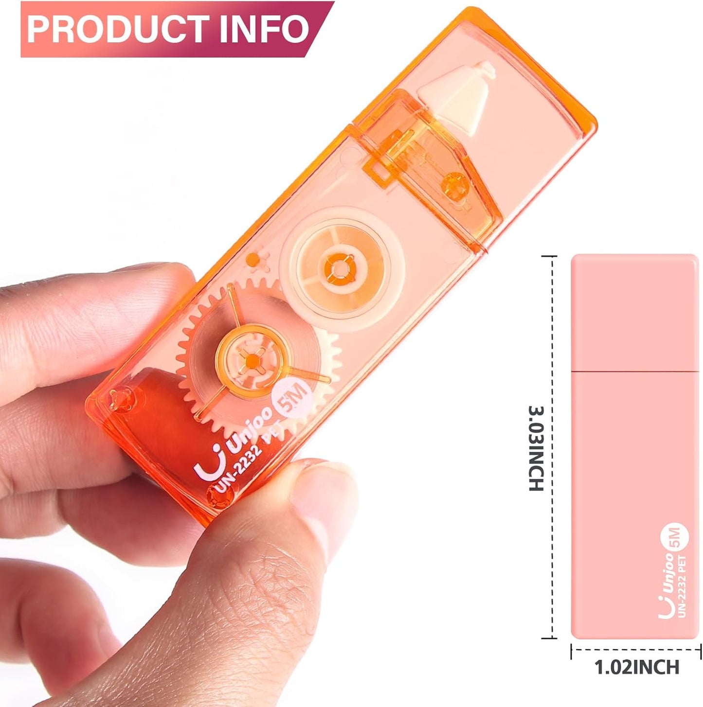 Unjoo White Correction Tape, Easy To Use Cute Applicator for Instant Corrections, For school, Office Workers (Gradient Purple, 5M/196" x 0.2",12pack)