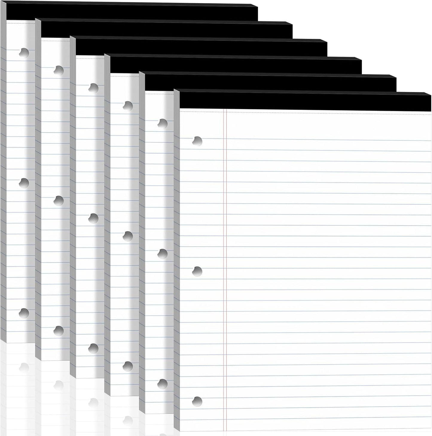 Legal Pads 8.5x11, White Notepads 8.5x11, Wide Ruled Lined with 3 Hole Punch, Loose Leaf Notebook Paper for 3 Ring Binders, 3 Pack, 30 Sheets/Pack, Perforate for School, Office, Home