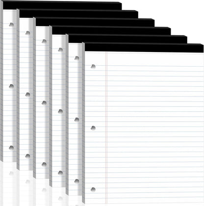 Legal Pads 8.5x11, White Notepads 8.5x11, Wide Ruled Lined with 3 Hole Punch, Loose Leaf Notebook Paper for 3 Ring Binders, 3 Pack, 30 Sheets/Pack, Perforate for School, Office, Home