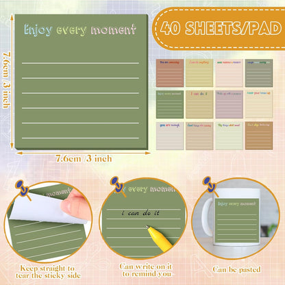 Yinder 48 Pcs Inspirational Sticky Notes Cute Motivational Sticky Notes Pad End of Year Employee Appreciation Gifts Bulk for Teacher Nurse Coworkers Office Supplies 3 x 3'' (Thank You,Dark Color)