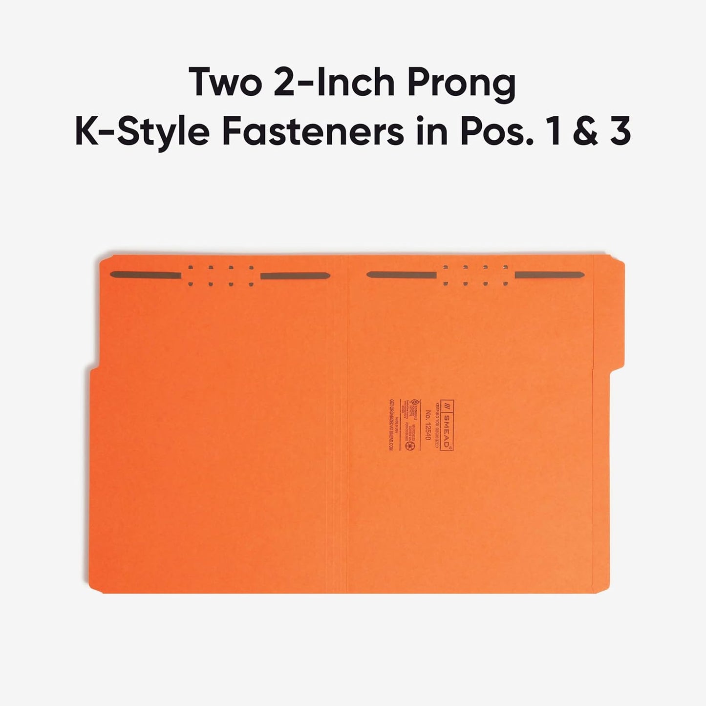 Smead Fastener File Folders, Reinforced 1/3-Cut Tabs, 2 Fasteners, Letter Size, Blue, 50 per Box (12040)