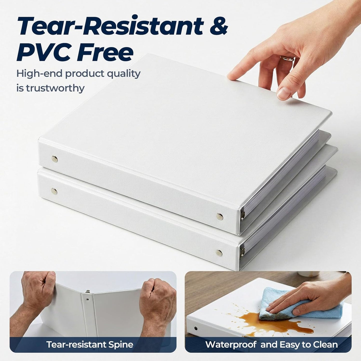 1 Inch 3 Ring Binders 24 Pack, Clear View Binder Bulk, White PVC-Free 3-Ring Binders for School, Office or Home, Fits 8.5 x 11 Inches Paper