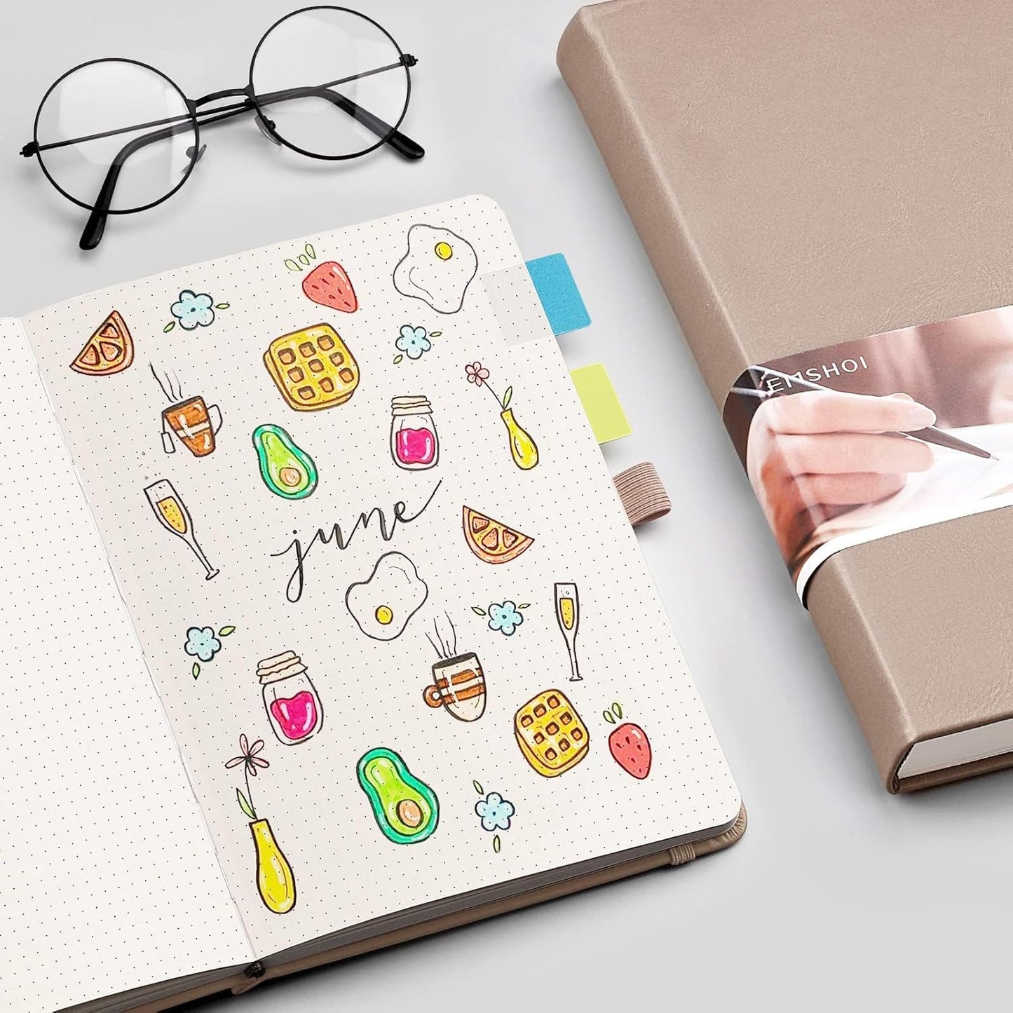 EMSHOI Graph Paper Notebook - 256 Pages A5 Graph Notebook/Journal, Hard Cover, 120gsm Thick Paper, Smooth PU Leather, Inner Pocket, 5.75'' × 8.38''-Black