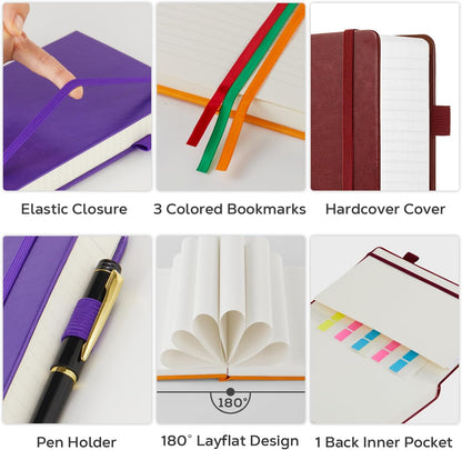 Hardcover Lined Notebook Journal for Writing, 320 Pages Leather Thick College Ruled Notebook Journal with 100GSM Paper, A5 (5.7'' X 8.4'') Daily Journal for Women Men Work Organization, Black