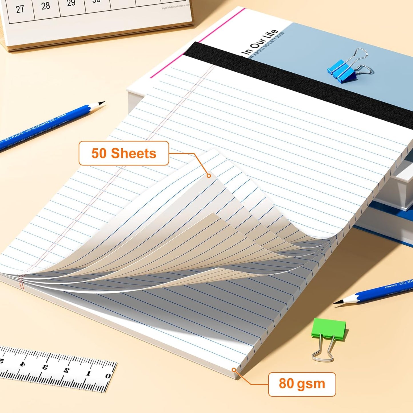 12pcs 5x8 Inch Yellow Note Pads Legal Pads, College Ruled Writing Legal Pads, 360 Sheets Total, Notepad for Students, Office & Home | Bulk Supply for Notes, Lists & Planning | Premium Quality Paper