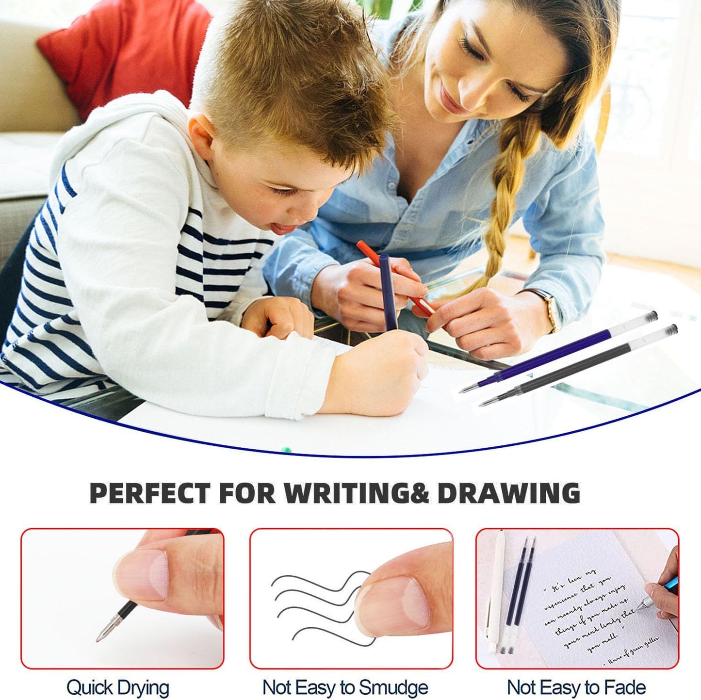 8 Pieces Replaceable Ballpoint Pen Refills Work for Most Brands Pens with Smooth Writing,Free-Flowing German Ink with Medium 0.5mm Ballpoint Tip(Black Refills and Length 4.4inch)