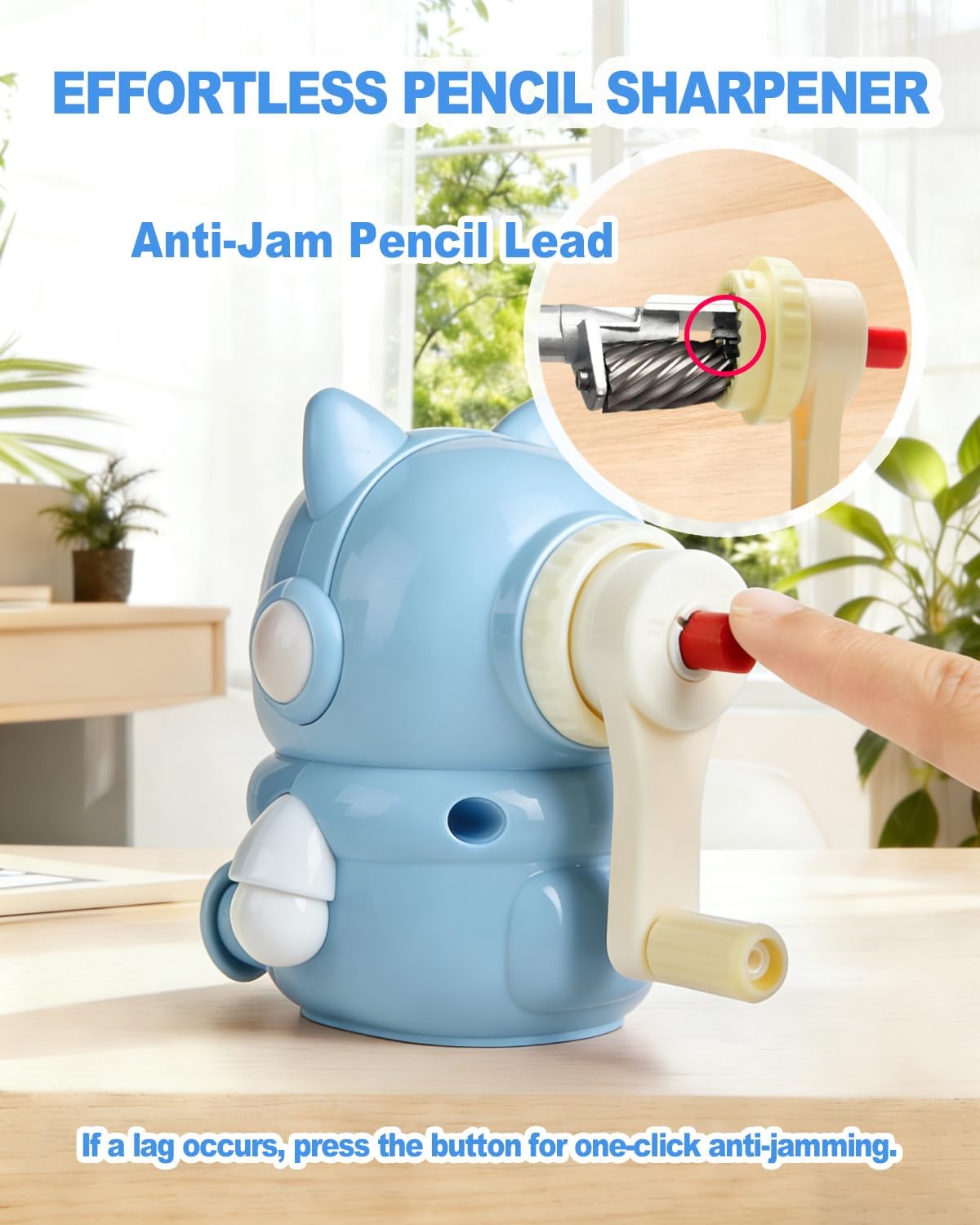Pencil Sharpener Manual 5 Thickness Adjustable & Self-Feed Hand Crank Desktop Portable Pencil Sharpener for 7.0-8mm Pencil Nibs Classroom Home and Office Artists