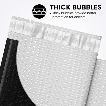 Fuxury Black Bubble Mailers 4x8" 200 Pack Waterproof Padded Envelopes Self Seal Bubble Envelopes Usable Size 4x7" Padded Mailers for Small Business Shipping Envelope Mailers