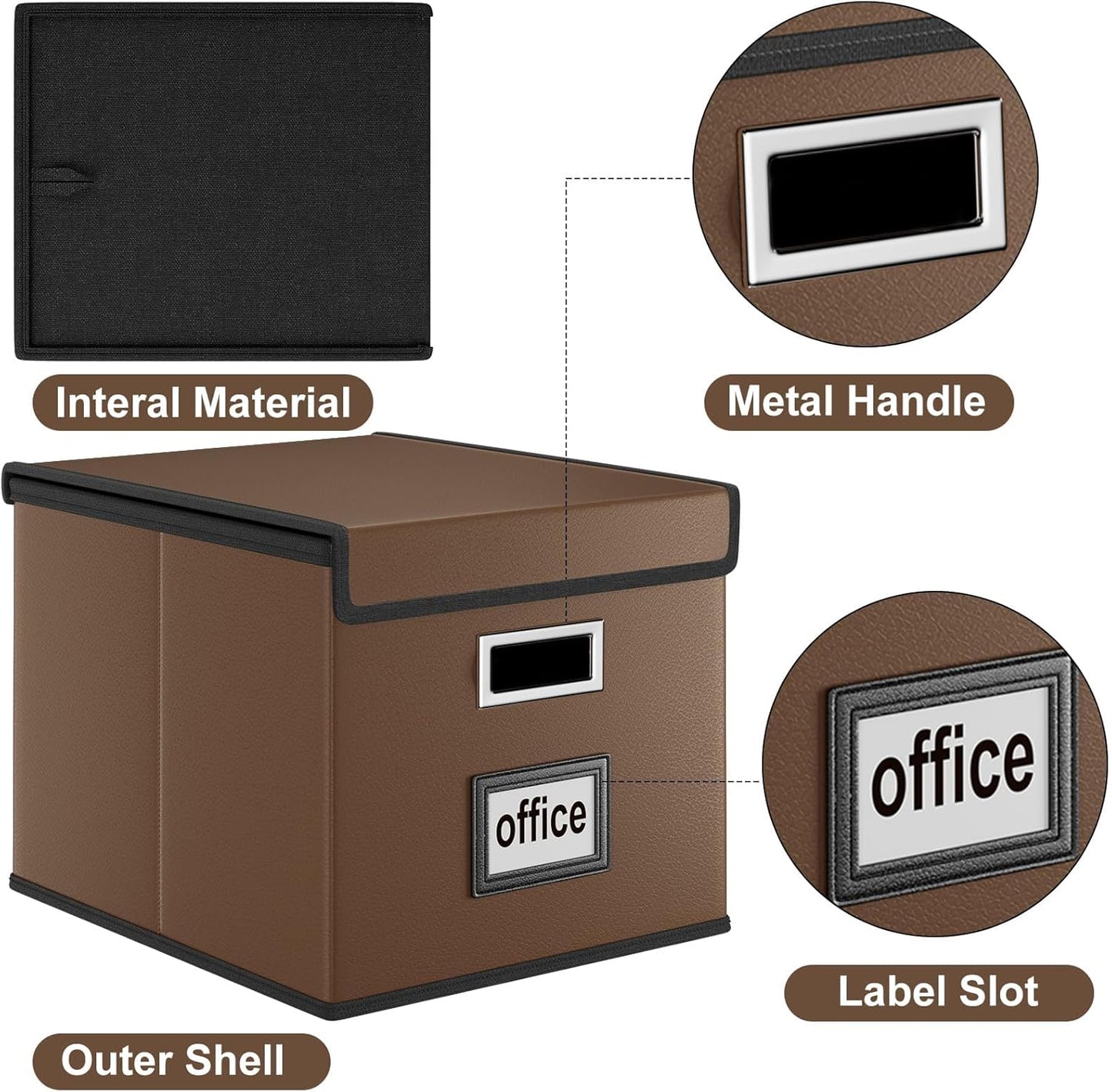 Huolewa Upgraded Portable File Organizer Box with Lid, Collapsible Linen Hanging Filing Storage Boxes with Plastic Slides, Decorative Home/Office Filing System Box for File and Folders Storage (Gray)
