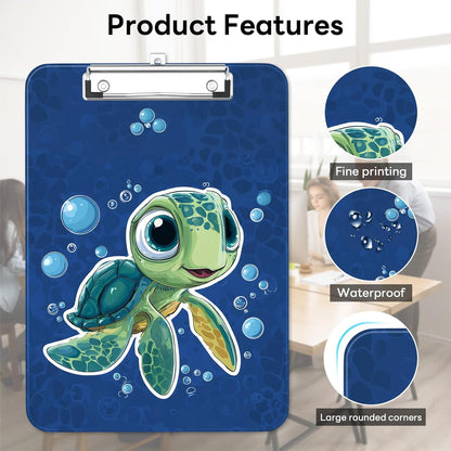 Plastic Cute Clipboard Low-Profile Metal Clip, A4 Letter Size 9 x 12.5 in, 8.5 x 11 Paper Clip Board for Teachers, Nurses, Classroom,Cute Black Cats