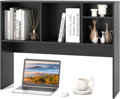Tangkula Desktop Bookshelf, Countertop Storage Hutch with 5 Shelves for Computer Desk, Desk 3-Tier Display Rack, Multipurpose Wood Desktop Hutch Storage Organizer for Dorm Office Home