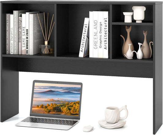 Tangkula Desktop Bookshelf, Countertop Storage Hutch with 5 Shelves for Computer Desk, Desk 3-Tier Display Rack, Multipurpose Wood Desktop Hutch Storage Organizer for Dorm Office Home