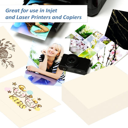200 Sheets Ivory Printer Paper 8.5x11, 32 lb/120 gsm Stationery Paper, Cream Cardstock Paper Sheets for Printing, Copy, Crafts, Letters, Invitations, Laser & Inkjet Printer Compatible