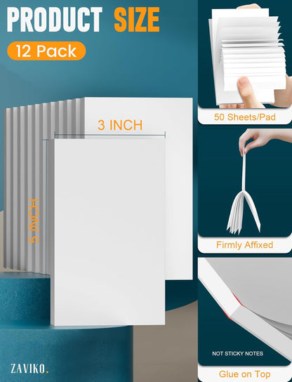 Note Pads 4x6, 6 Pack Mini Blank Notepad 4x6, Small Notepads 4x6 Paper Pads, Scratch Pads 4x6 Small Pads of Paper, Memo Pads 4x6, White Server Note Pad Paper, Small Pocket Notebook 4x6, 50 Sheets/Pad