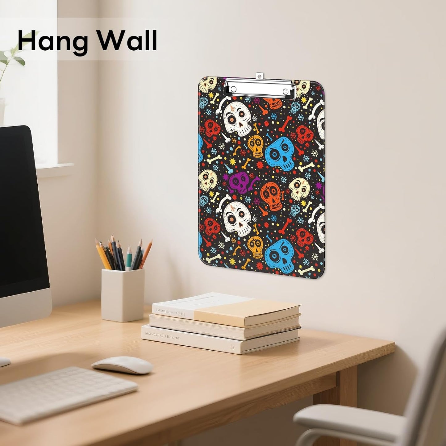 Plastic Cute Clipboard Low-Profile Metal Clip, A4 Letter Size 9 x 12.5 in, 8.5 x 11 Paper Clip Board for Teachers, Nurses, Classroom,Cute Black Cats