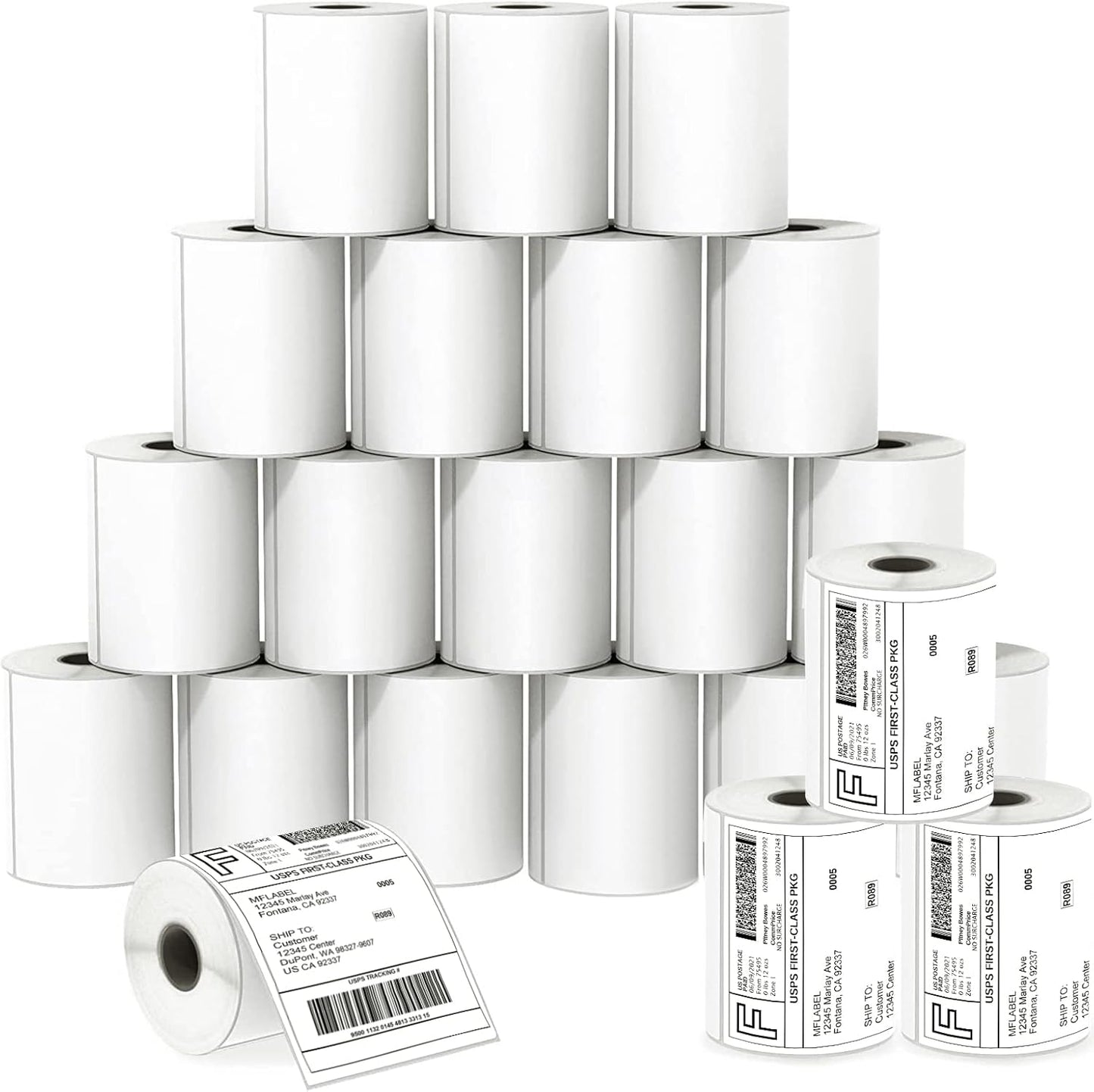 MFLABEL 4x6 Thermal Shipping Labels - 2 Rolls of 250, Perforated & Smudge-Proof Direct Thermal Labels Compatible with Rollo, Zebra, for Amazon UPS FedEx Shopify